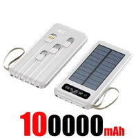 High Capacity Solar Power Bank with Built-in Cables & Flashlight – Portable Charger