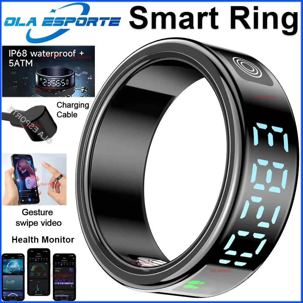Smart Ring with LED Display – Heart Rate, SpO₂ & Sleep Monitor | 5ATM - TREASURE ESHOP