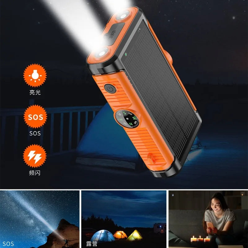Solar Power Bank 20000mAh with Hand Crank & Wireless Charging – Outdoor Portable Charger