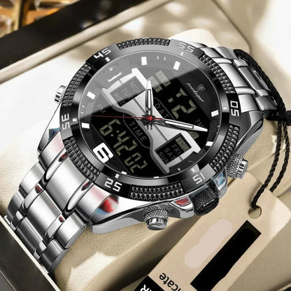 Sports Luxury Man Wristwatch Dual Time Display Digital Week Date LED Luminous Men Watch Electronic Quartz Men's Watches