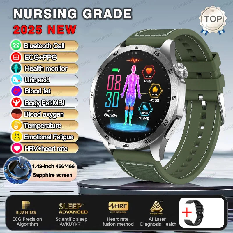 ECG+PPG Laser Health Smartwatch ET485 – Blood Pressure, Heart Rate, Uric Acid Body Composition | 1.43” AMOLED - TREASURE ESHOP