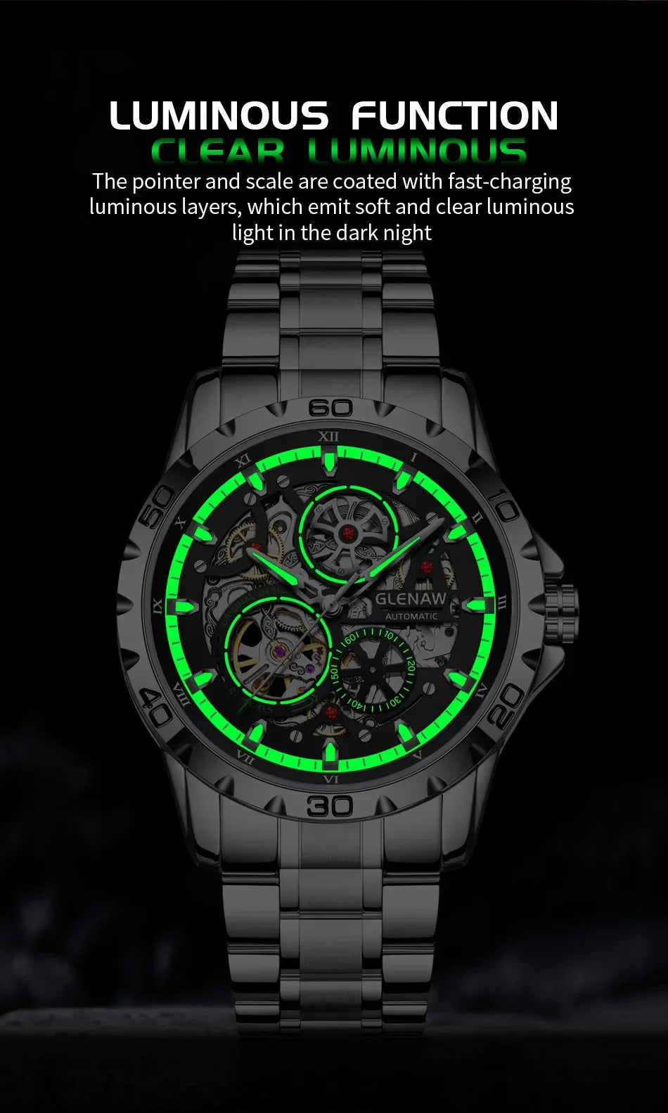 Luxury Skeleton Automatic Men’s Watch | Stainless Steel - TREASURE ESHOP