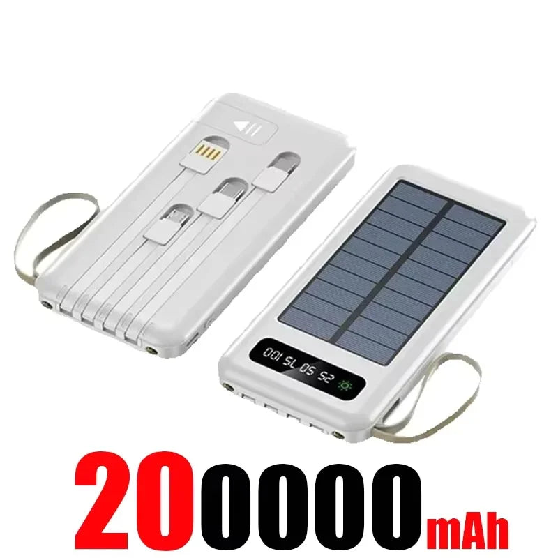 High Capacity Solar Power Bank with Built-in Cables & Flashlight – Portable Charger