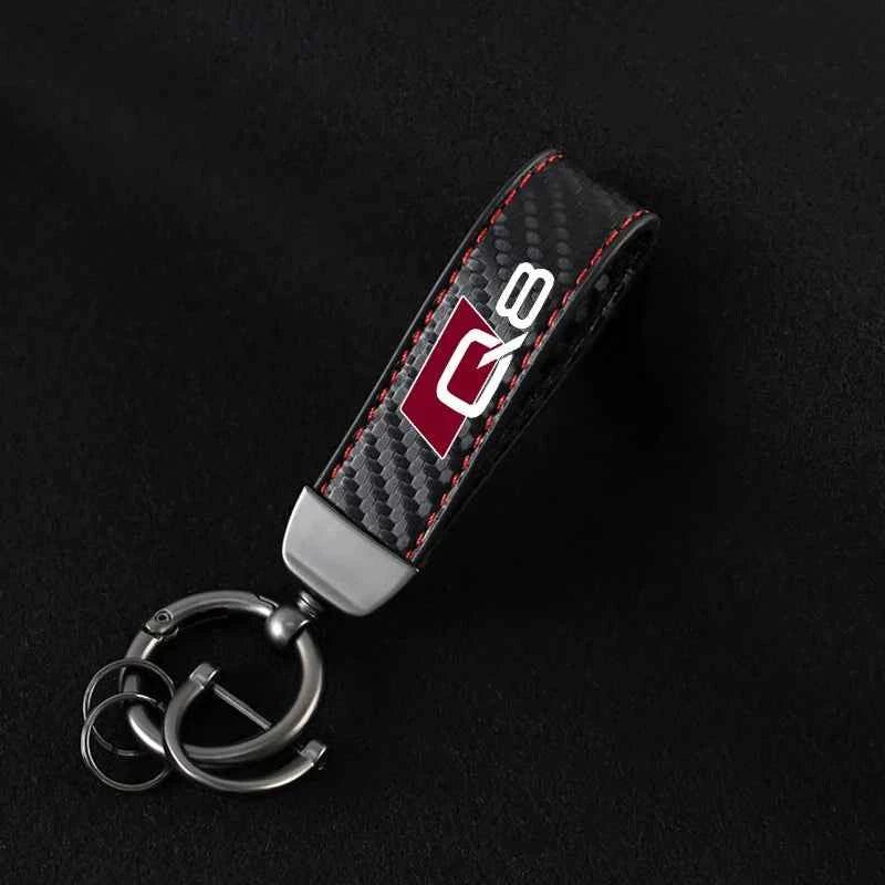 Luxury Carbon Fiber Leather Keychain for Audi A3 A4 A6 Q5 Q7 Q8