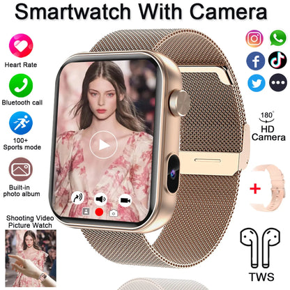 Smart Watch with Camera Video Recording – 1.91” Display, Bluetooth Call, Heart Rate Fitness Tracking | Android iOS - TREASURE ESHOP