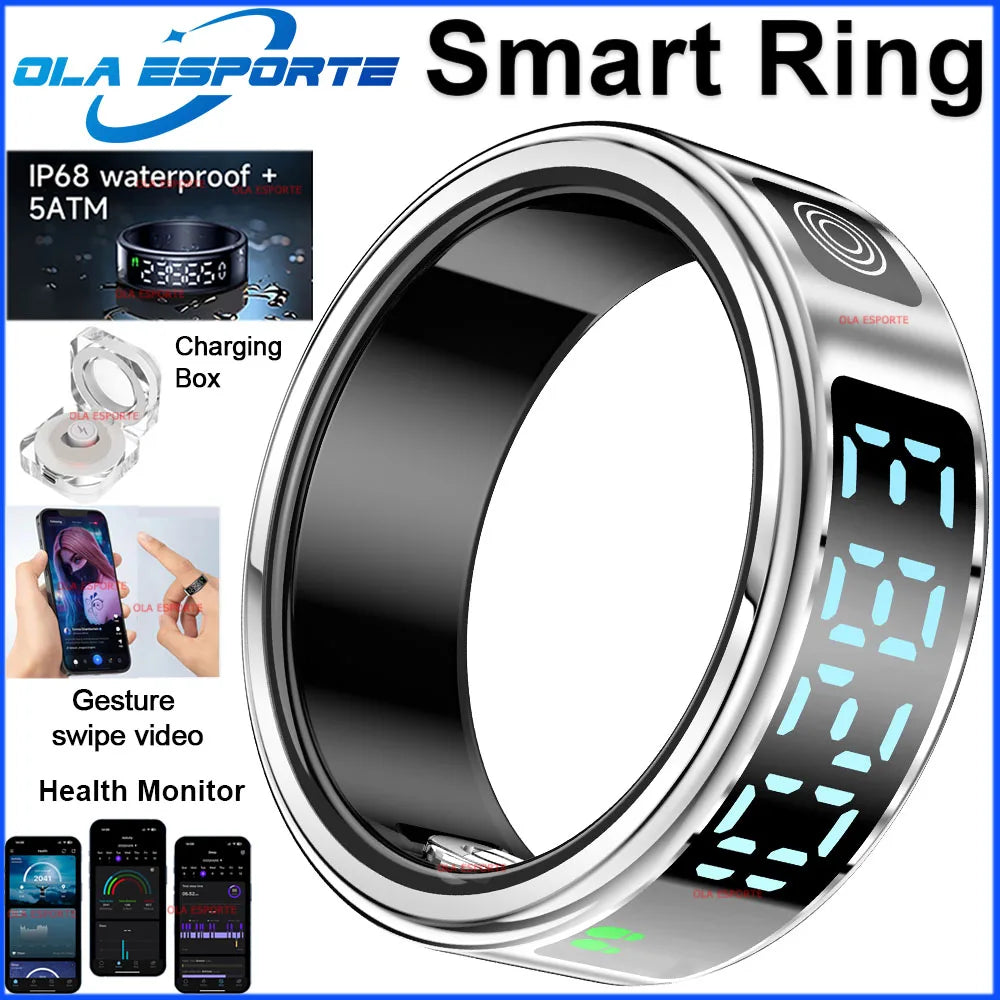 Smart Ring with LED Display – Heart Rate, SpO₂ & Sleep Monitor | 5ATM - TREASURE ESHOP