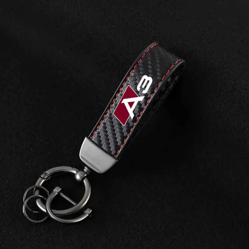 Luxury Carbon Fiber Leather Keychain for Audi A3 A4 A6 Q5 Q7 Q8