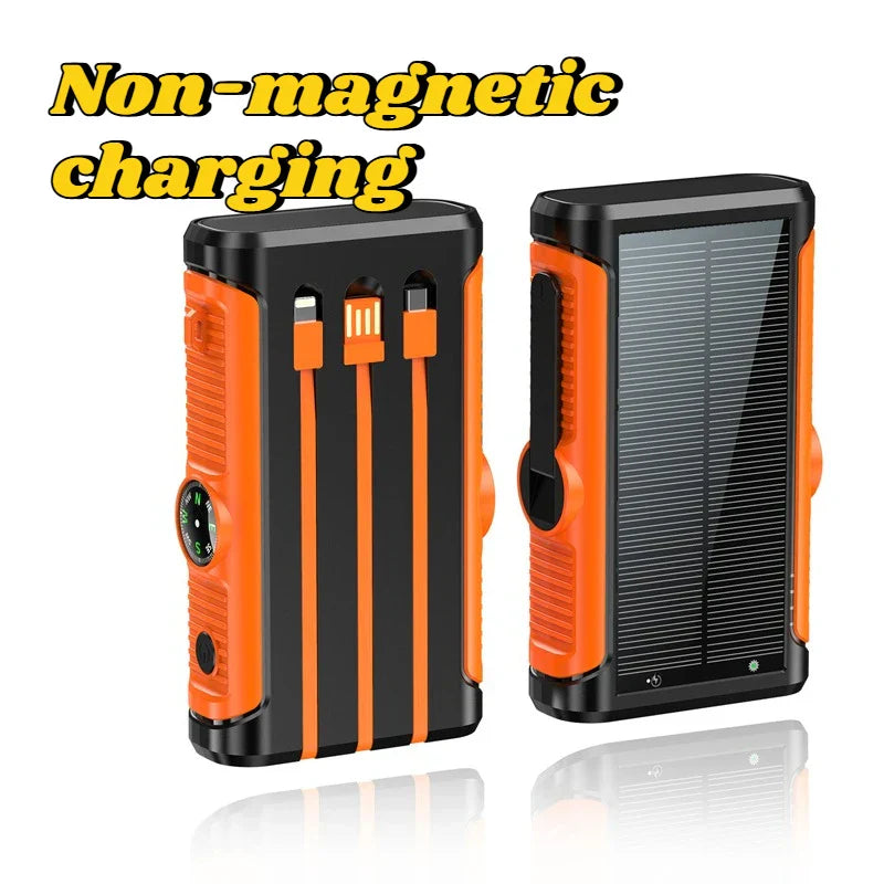 Solar Power Bank 20000mAh with Hand Crank & Wireless Charging – Outdoor Portable Charger