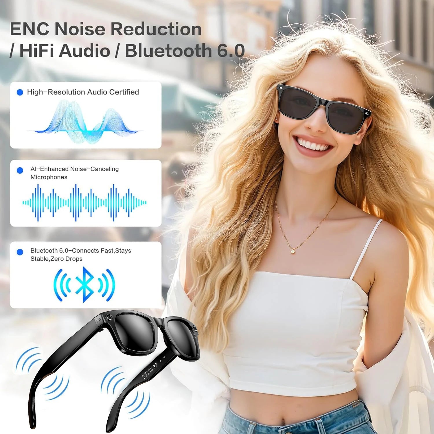 W610 KI-Smart-Sonnenbrille mit farbwechselnden Gläsern und Dual-Kamera-Design