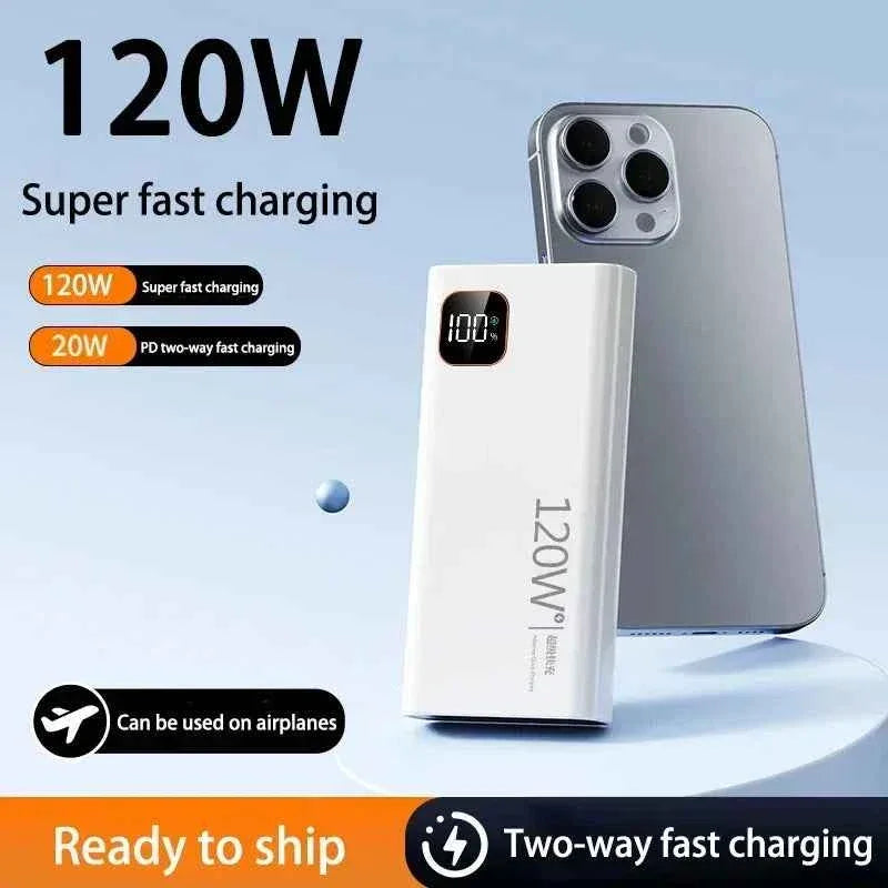 500000mAh Power Bank 120W Portable Super Fast Charge Powerbank Large Capacity Digital Display Battery For iPhone Samsung