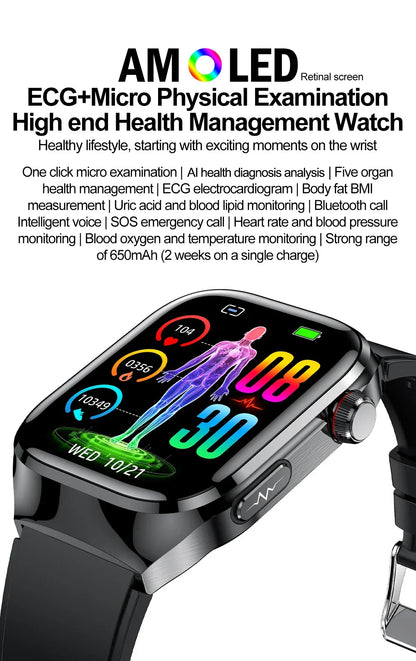 Three Highs Smartwatch TK16 | ECG, Blood Pressure & Body Analysis - TREASURE ESHOP