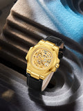 Automatic Skeleton Watch Men | Leather Luxury Waterproof - TREASURE ESHOP
