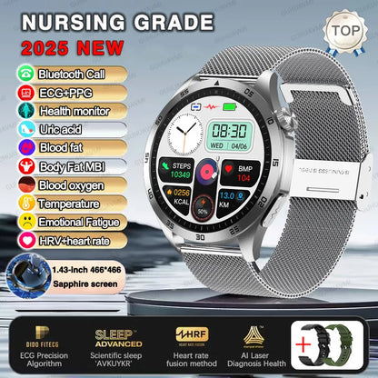 ECG+PPG Laser Health Smartwatch ET485 – Blood Pressure, Heart Rate, Uric Acid Body Composition | 1.43” AMOLED - TREASURE ESHOP
