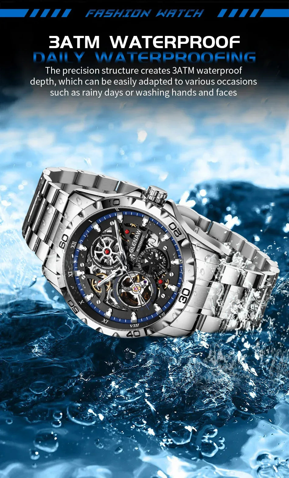 Luxury Skeleton Automatic Men’s Watch | Stainless Steel - TREASURE ESHOP