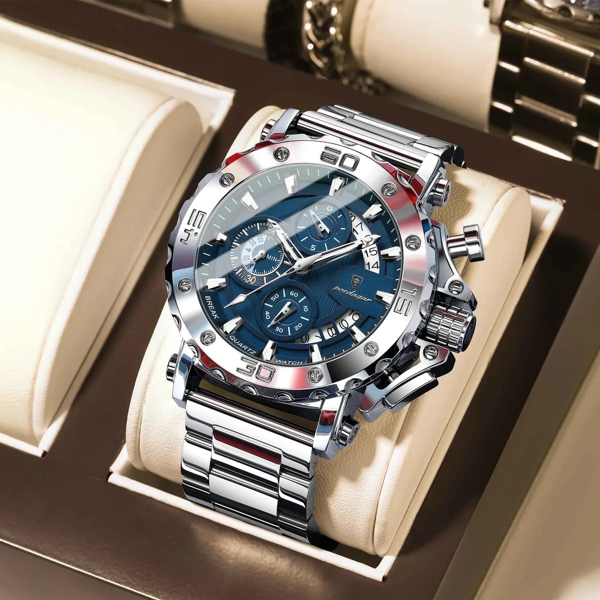 Watch For Men Calendar Luminous Waterproof Man Clock Male Chronograph Stainless Steel Men's Quartz Watches Reloj