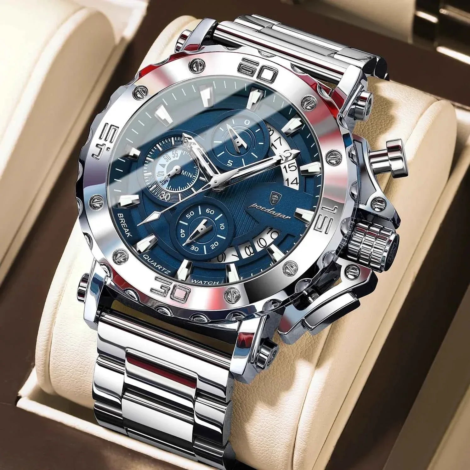 Watch For Men Calendar Luminous Waterproof Man Clock Male Chronograph Stainless Steel Men's Quartz Watches Reloj