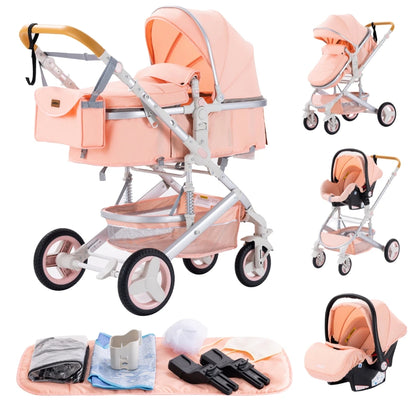 3-in-1 Luxury High-Landscape Baby Stroller – Portable Travel System with Aluminum Frame & Newborn Bassinet