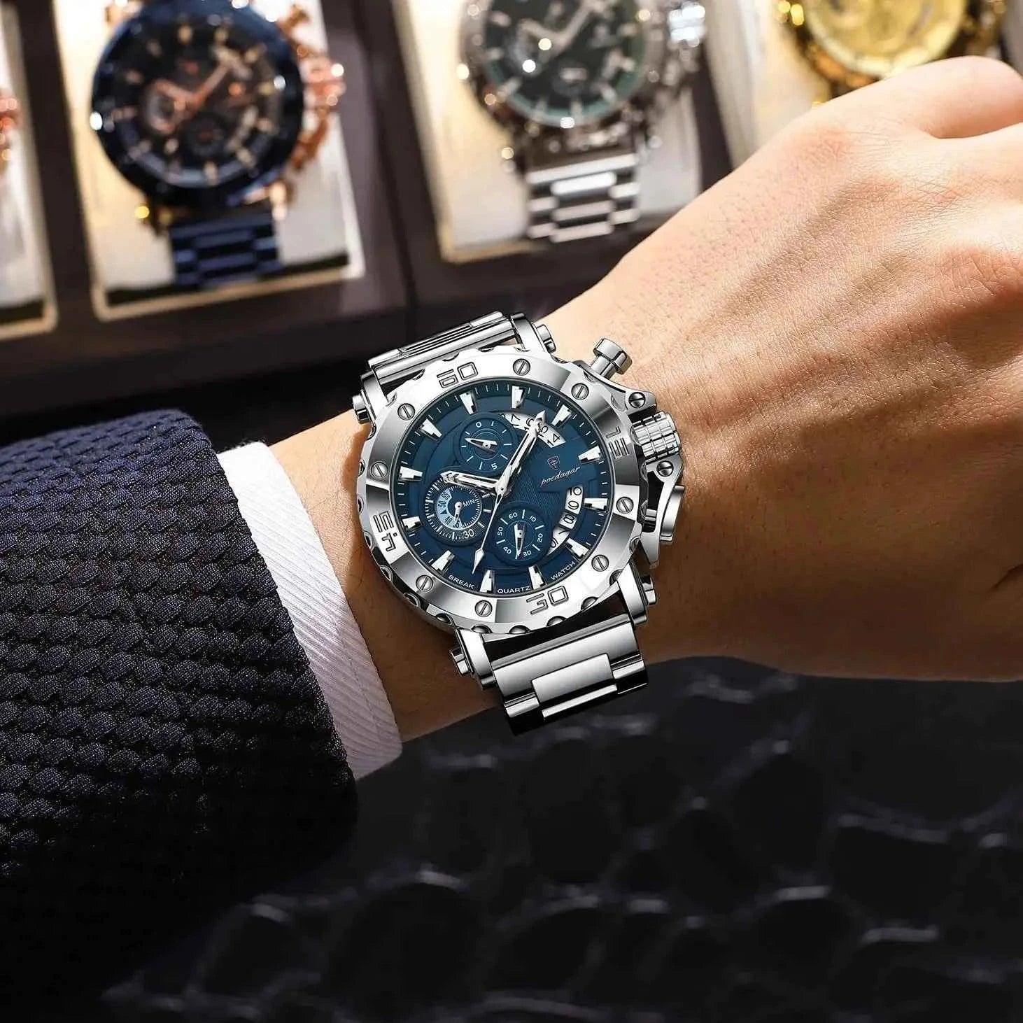 Watch For Men Calendar Luminous Waterproof Man Clock Male Chronograph Stainless Steel Men's Quartz Watches Reloj