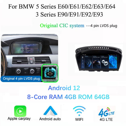 BMW E60 E90 CarPlay Android Auto | 8.8” Android 12 Multimedia - TREASURE ESHOP