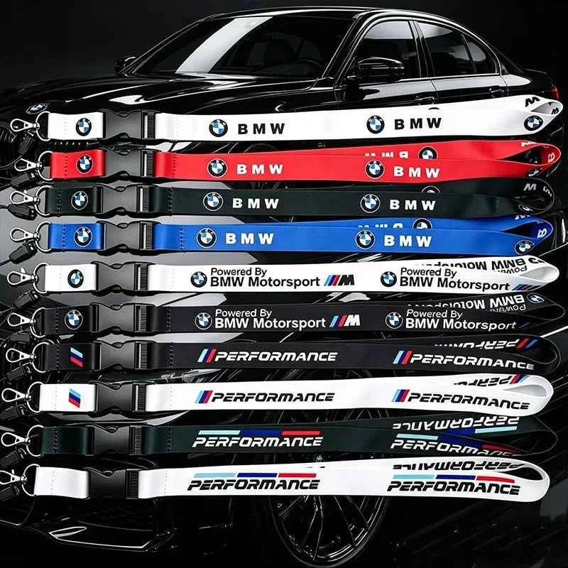 For BMW M Performance E46 E36 E34 E53 E87 E90 E60 E87 E53 F15 F16 F10 G01 Lanyard Nylon Printing Emblem Style Keychain Keychain