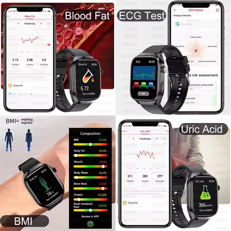Three Highs Smartwatch TK16 | ECG, Blood Pressure & Body Analysis - TREASURE ESHOP