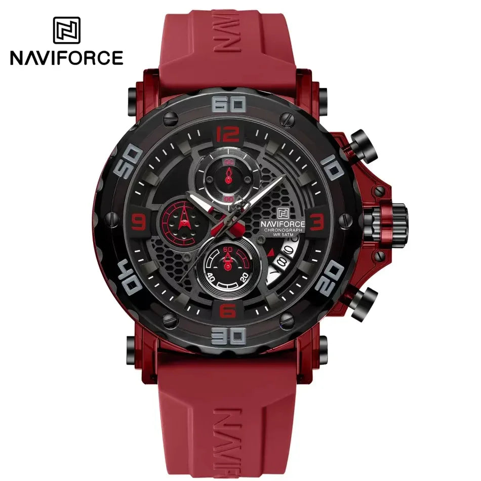 Men’s Silicone Strap Luxury Quartz Sports Watch | 5ATM Waterproof Chronograph - TREASURE ESHOP