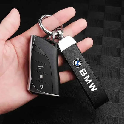 BMW Car Keychain – Handwoven Leather & Zinc Alloy Key Ring