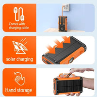 Solar Power Bank 20000mAh with Hand Crank & Wireless Charging – Outdoor Portable Charger