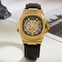 Automatic Skeleton Watch Men | Leather Luxury Waterproof - TREASURE ESHOP