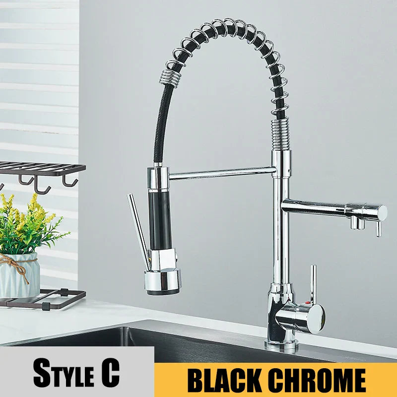 Pull Down Kitchen Sink Faucet – Hot & Cold Mixer, Dual Mode, 360° Rotating Tap - TREASURE ESHOP