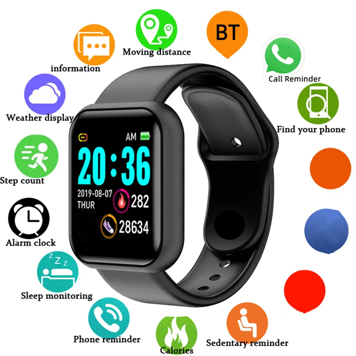 Smartwatch Damen & Herren | Fitness-Tracker mit Herzfrequenzmesser