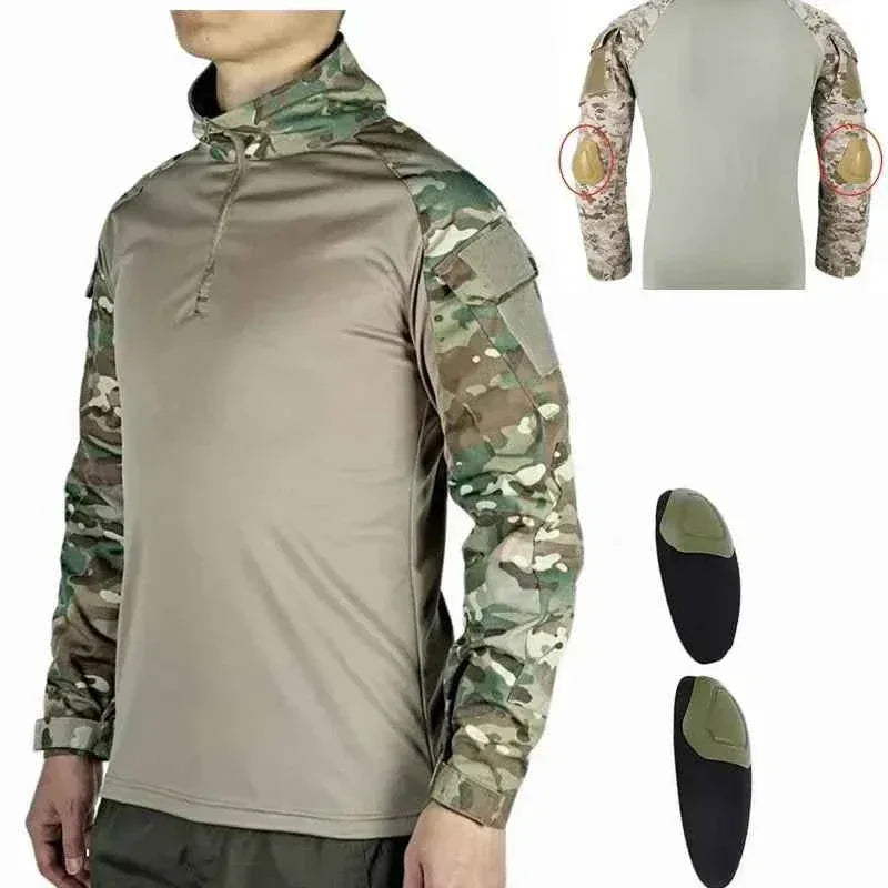 Outdoor G3 Tactical Hiking T-Shirts Combat Shirts CP Camo Long Sleeve Hunting Shirt Cotton Sport Men Clothes Windproof