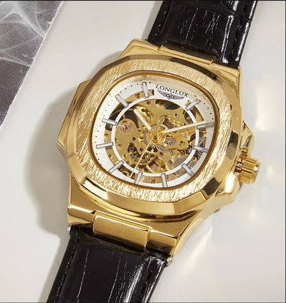 Automatic Skeleton Watch Men | Leather Luxury Waterproof - TREASURE ESHOP