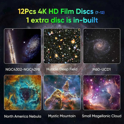 Galaxy Projector for Bedroom, HD Image Star Projector, Adjustable Galaxy Light Knob, 13 Film Discs, Planetarium Projector for Ki