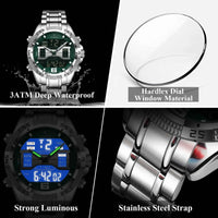 Sports Luxury Man Wristwatch Dual Time Display Digital Week Date LED Luminous Men Watch Electronic Quartz Men's Watches