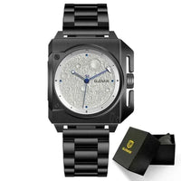 Mechanical Watch Moon Dial Luminous Spaceship Pointer Stainless Steel Watch For Men