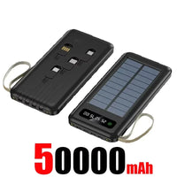 High Capacity Solar Power Bank with Built-in Cables & Flashlight – Portable Charger