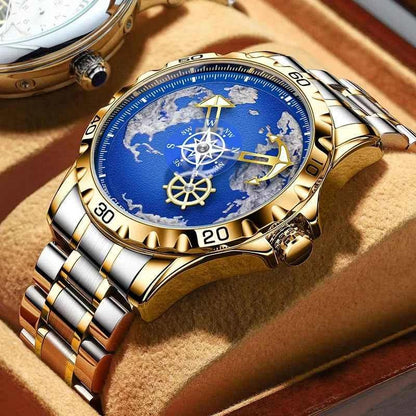 GLENAW Design New Men Watches Nautical Series Traveler Stainless Steel Glowing Waterproof Mechanical Watch Men's Clock GL8683