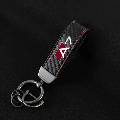 Luxury Carbon Fiber Leather Keychain for Audi A3 A4 A6 Q5 Q7 Q8