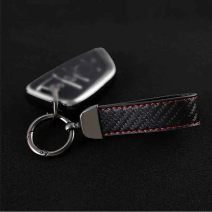 Luxury Carbon Fiber Leather Keychain for Audi A3 A4 A6 Q5 Q7 Q8