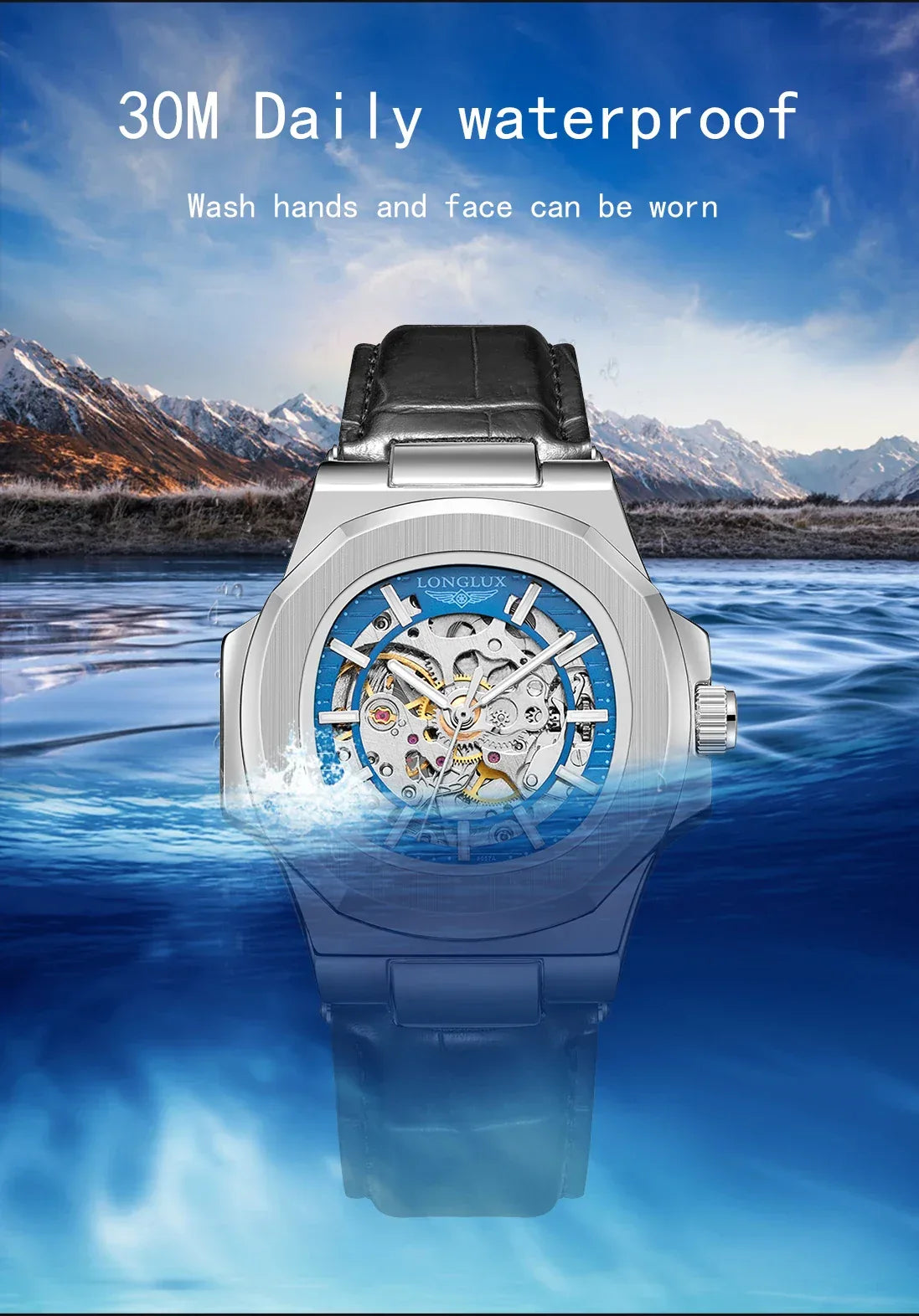 Automatic Skeleton Watch Men | Leather Luxury Waterproof - TREASURE ESHOP