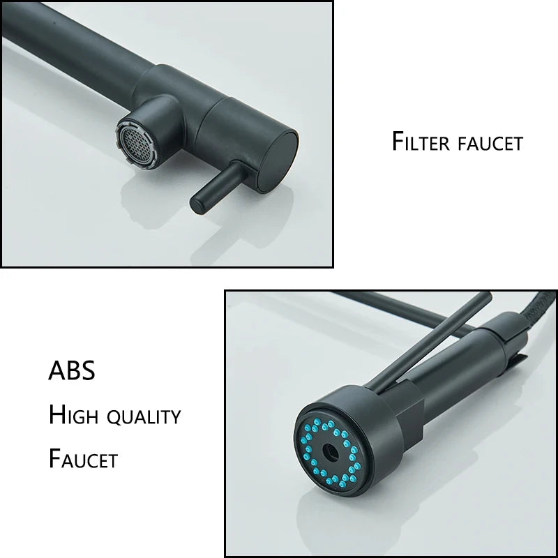 Pull Down Kitchen Sink Faucet – Hot & Cold Mixer, Dual Mode, 360° Rotating Tap