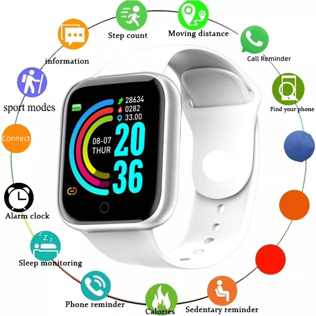 Smartwatch Damen & Herren | Fitness-Tracker mit Herzfrequenzmesser