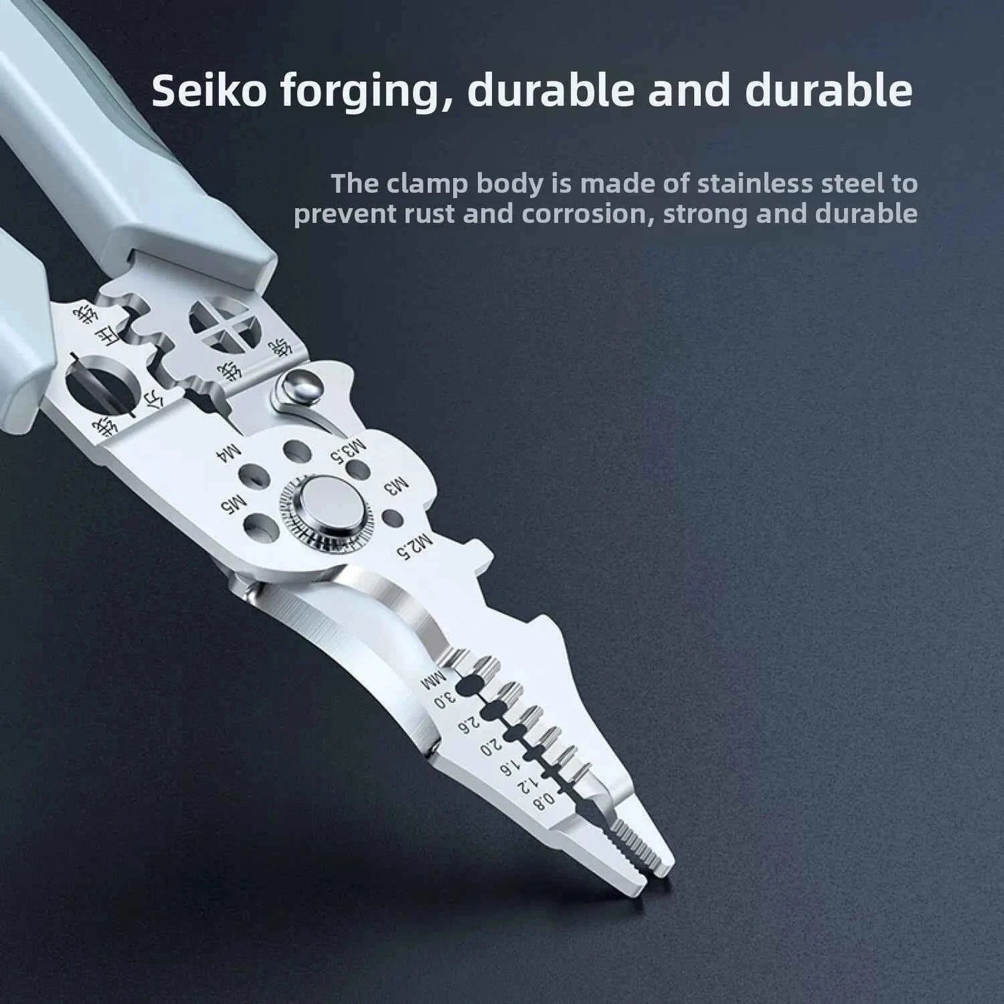 8.5 Inch Multi Functional Industrial Wire Stripper Cutter Crimper Heavy Duty Stainless Steel Electrical Pliers Ergonomic Grip