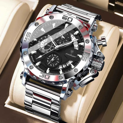 Watch For Men Calendar Luminous Waterproof Man Clock Male Chronograph Stainless Steel Men's Quartz Watches Reloj