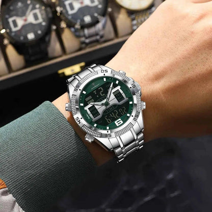 Sports Luxury Man Wristwatch Dual Time Display Digital Week Date LED Luminous Men Watch Electronic Quartz Men's Watches