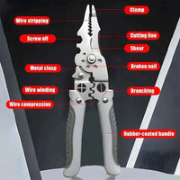 8.5 Inch Multi Functional Industrial Wire Stripper Cutter Crimper Heavy Duty Stainless Steel Electrical Pliers Ergonomic Grip