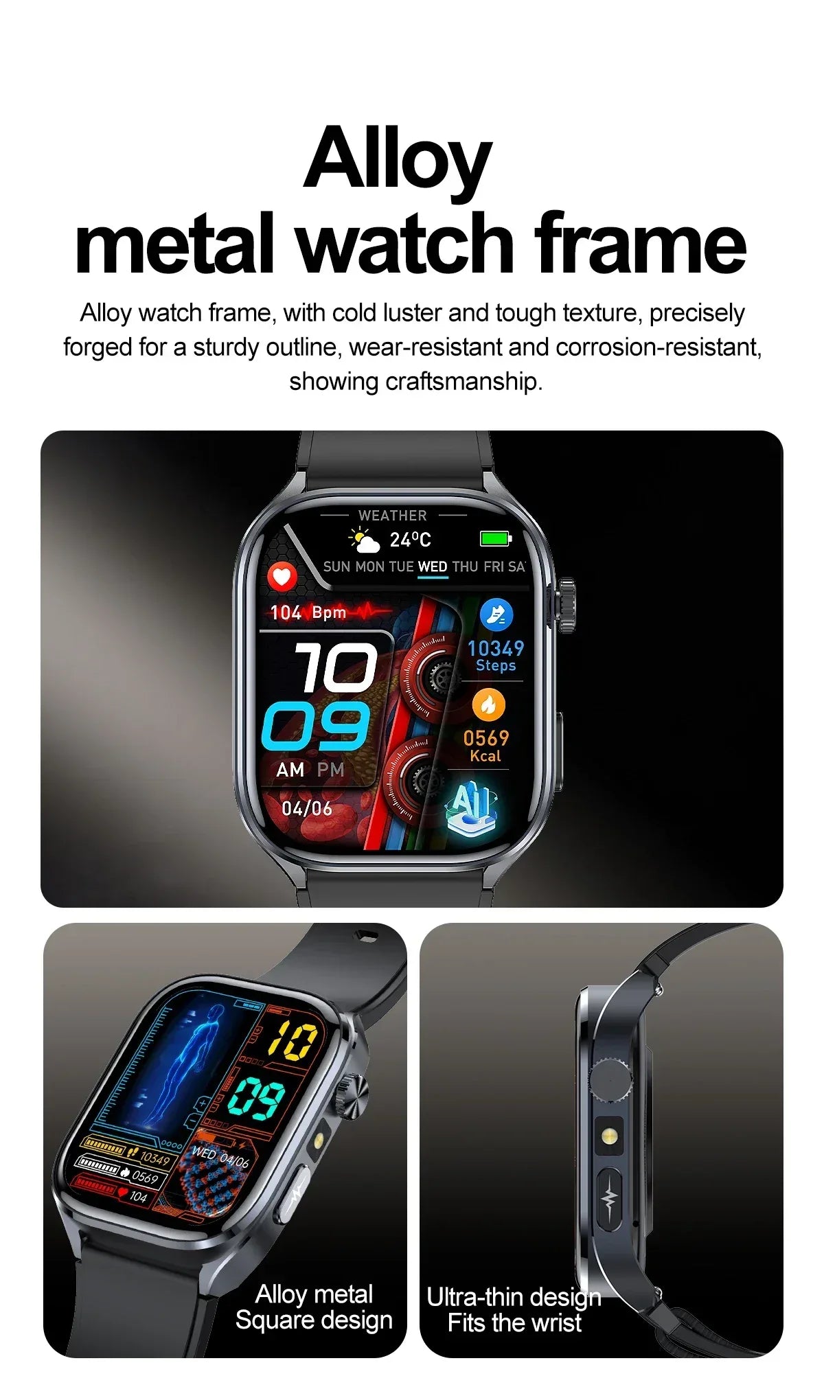 ECG+PPG Smart Watch | Uric Acid & Blood Pressure Tracker - TREASURE ESHOP