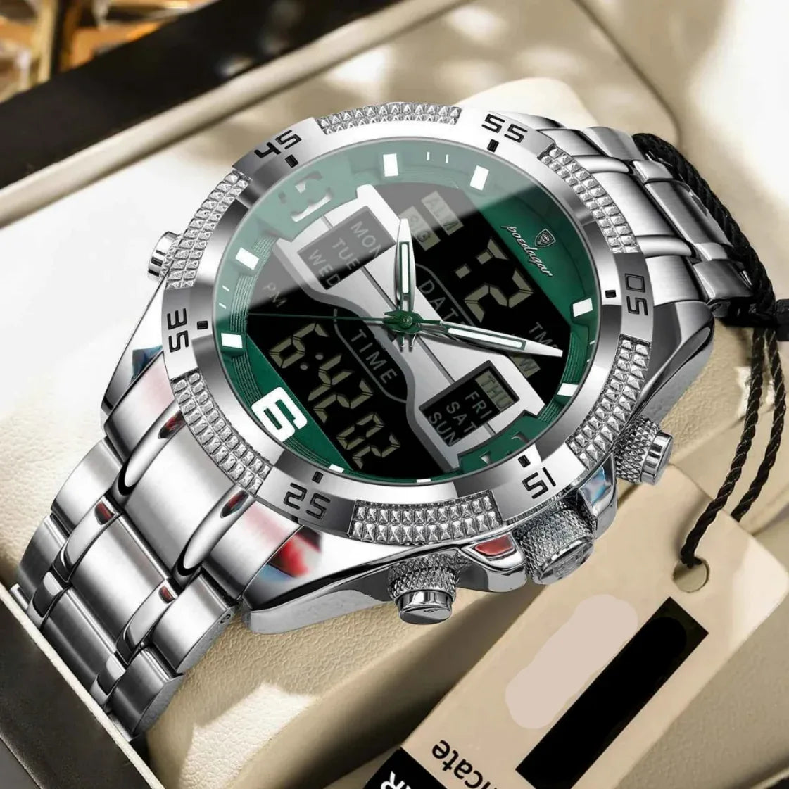 Sports Luxury Man Wristwatch Dual Time Display Digital Week Date LED Luminous Men Watch Electronic Quartz Men's Watches