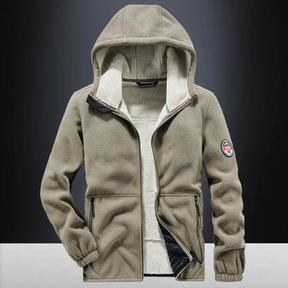 Men’s Thick Fleece Hooded Jacket – Warm Casual Winter Coat